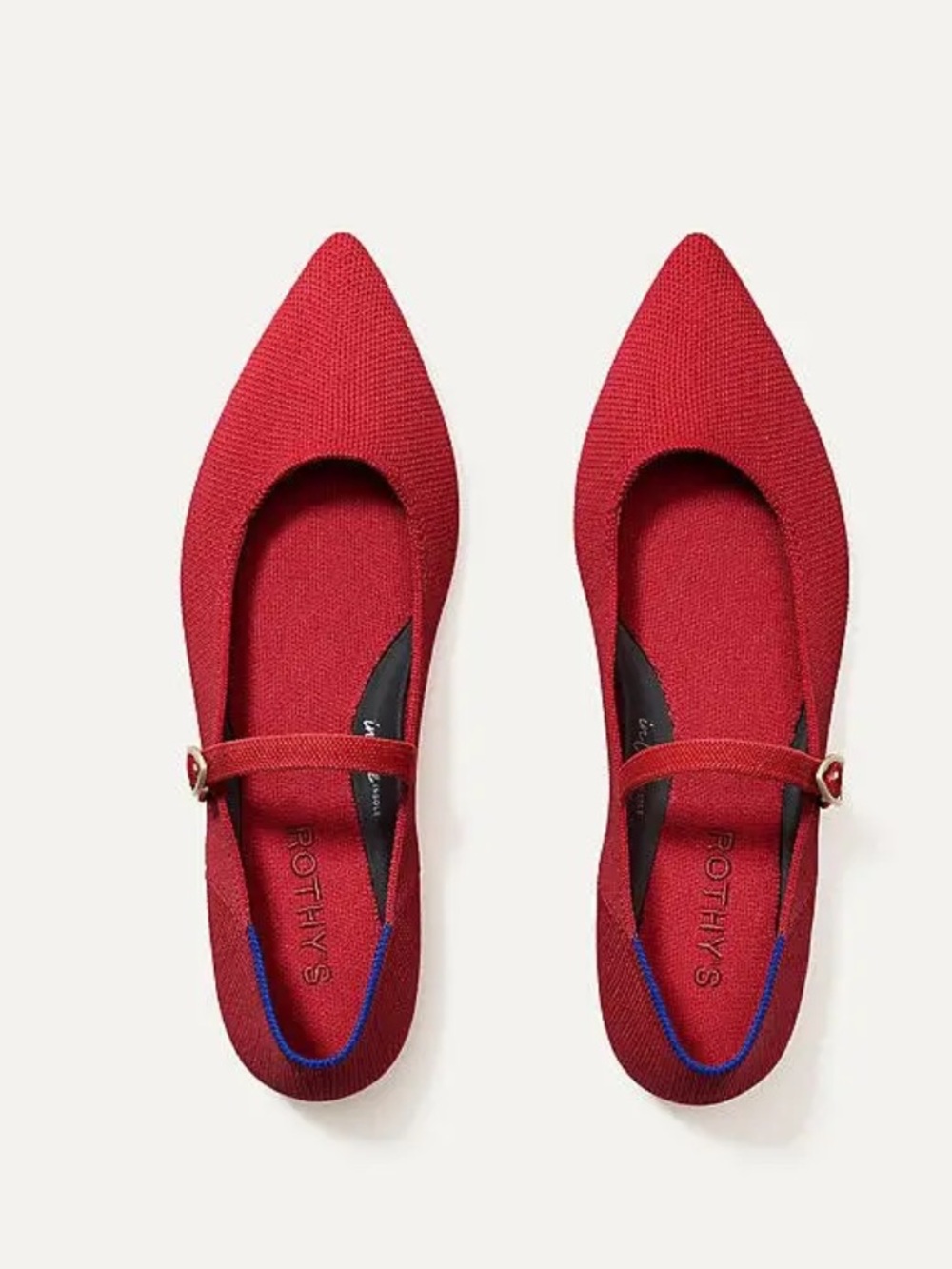 Rothy's Pointed Mary Jane Flats in Red Sz 7.5